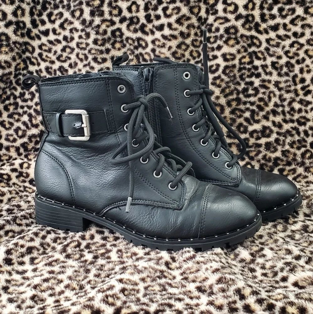 Wonder Nation Girl's Fashion Moto Combat Boots